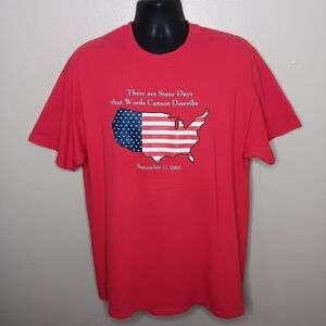 VTG Y2K 9/11 Memorial XL T-shirt USA Flag Tee Patriotic Red September 11 2001